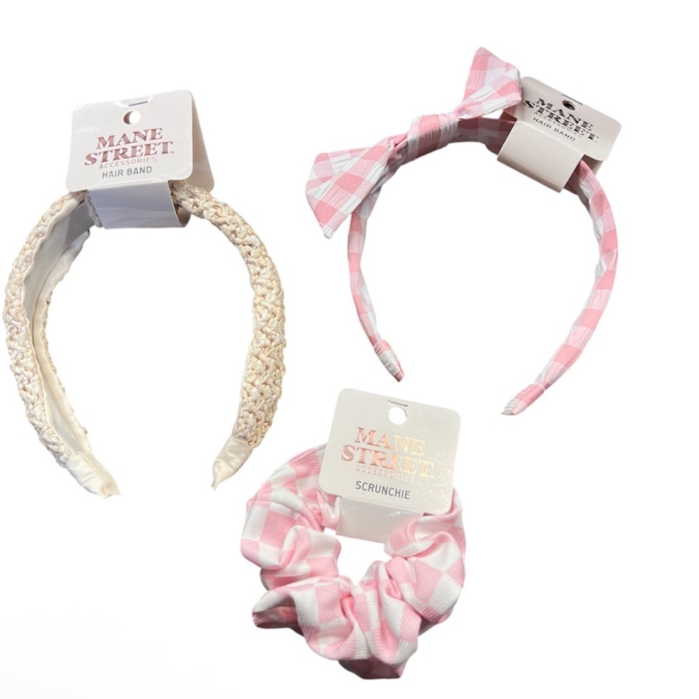 MANE STREET - Pink and Cream Hair Accessories • Set of 3 as shown
